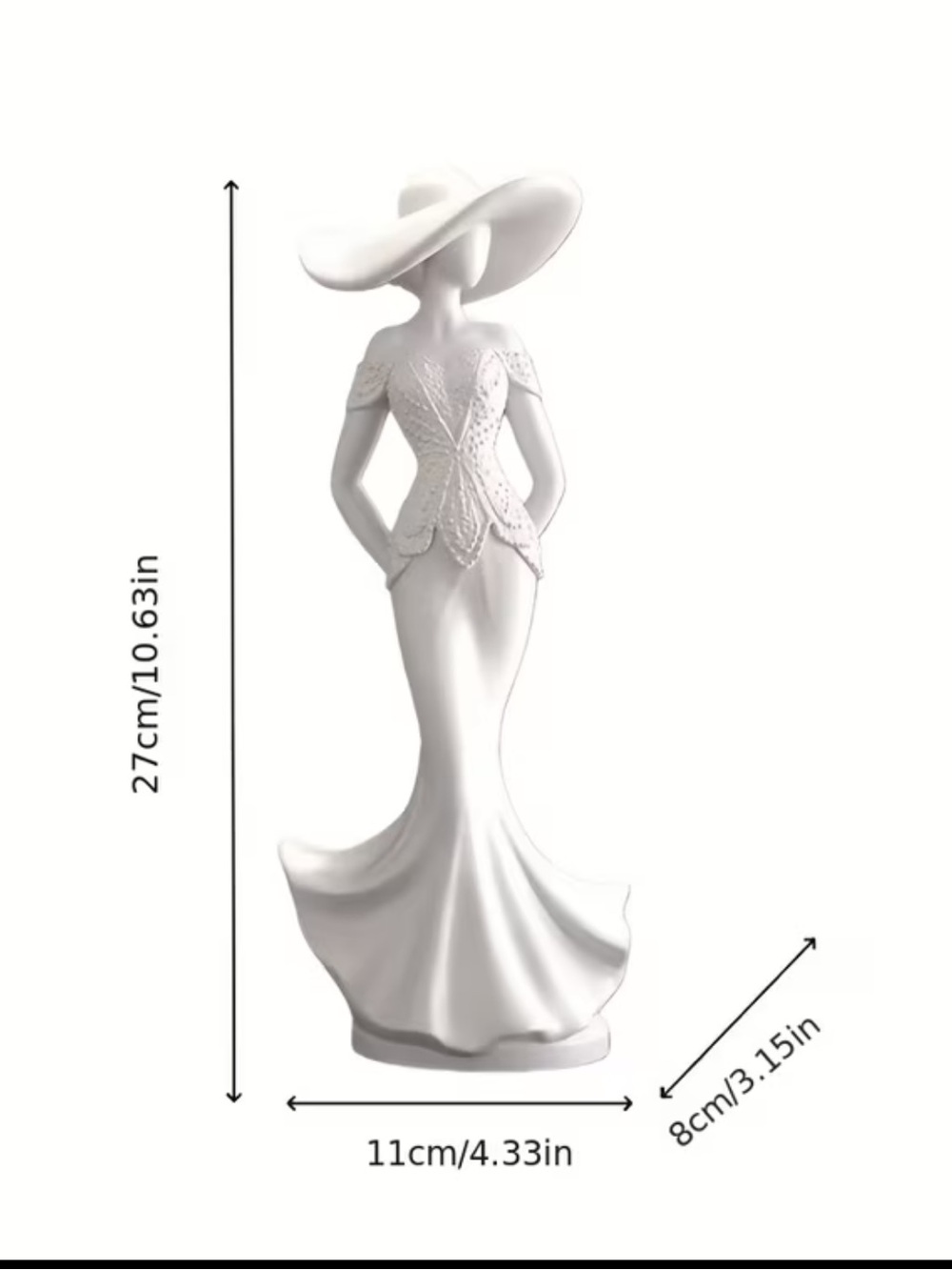 3D PRINTER Elegant White Lady Sculpture for Home Art Decor NEW - Picture 6 of 7